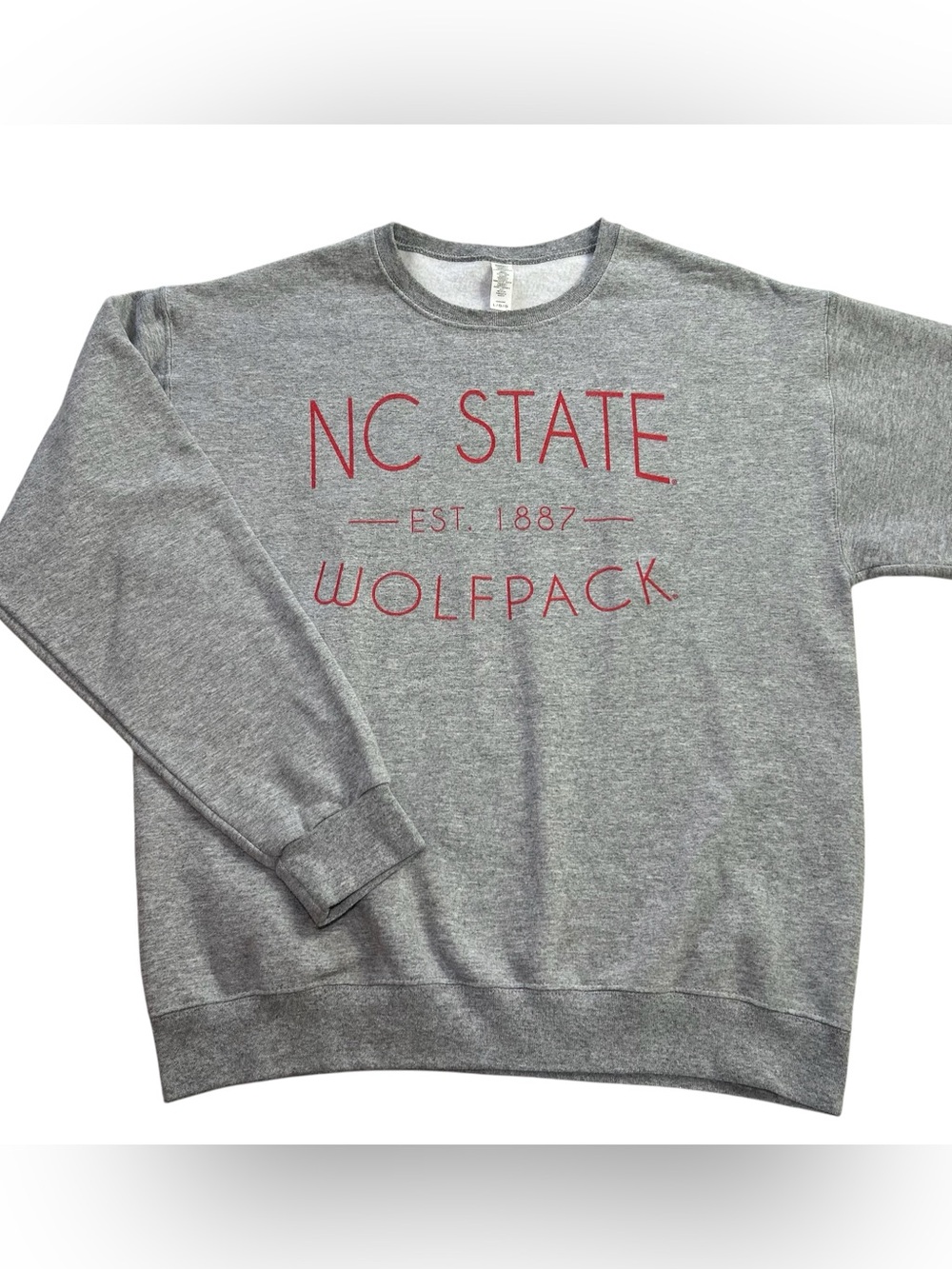 NC State Wolfpack Graphic Crewneck Pullover Sweatshirt Gray Men’s NCAA Size L